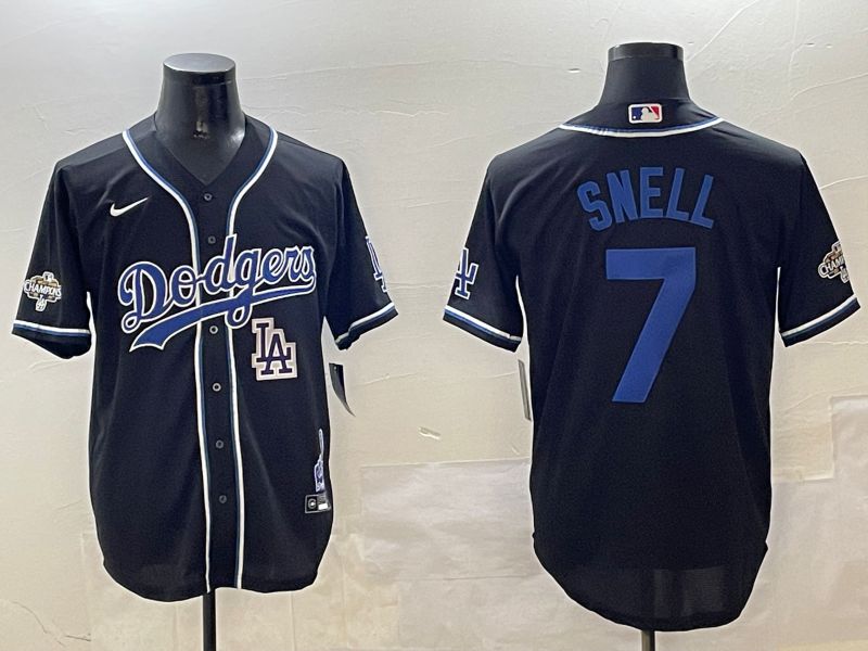 Men Los Angeles Dodgers 7 Snell Black Fashion Game 2025 Nike MLB Jersey style 30619